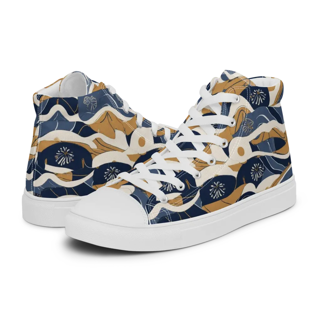 Indigo Tide Almanac on Women's High Top Canvas Shoes — Left