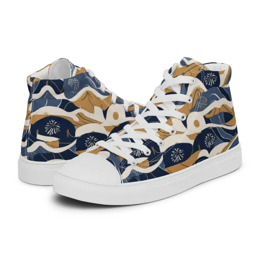 Indigo Tide Almanac on a Women's High Top Canvas Shoes