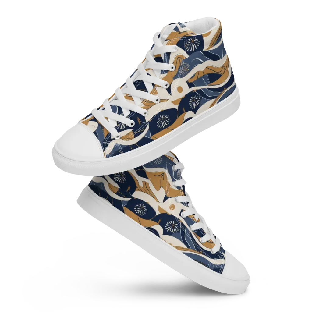 Indigo Tide Almanac on Women's High Top Canvas Shoes — Front