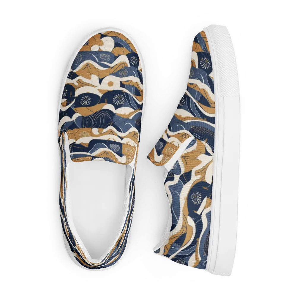 Indigo Tide Almanac on Men's Slip-On Canvas Shoes — Front