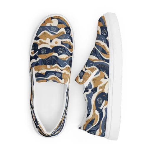 Indigo Tide Almanac on a Men's Slip-On Canvas Shoes