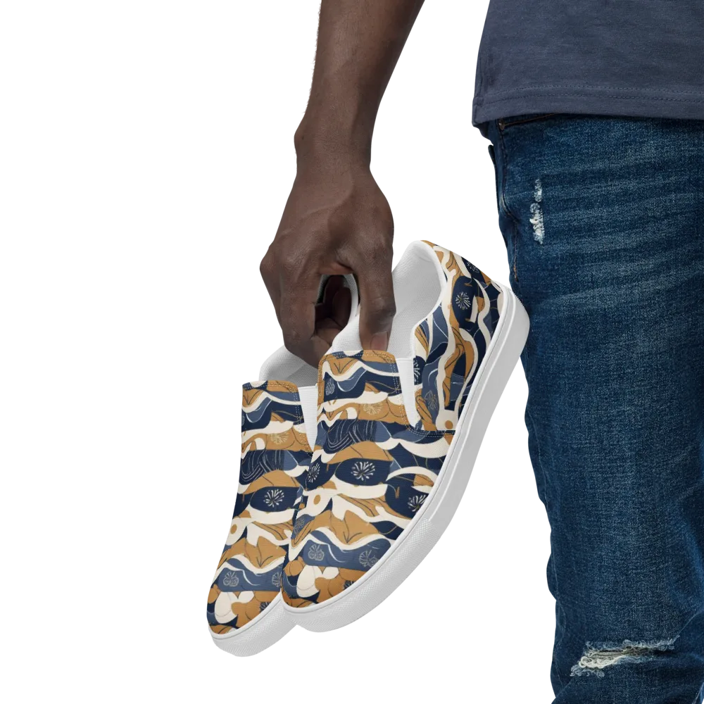 Indigo Tide Almanac on Men's Slip-On Canvas Shoes — Left Front