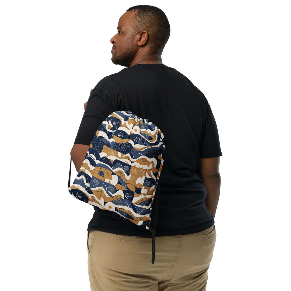 Indigo Tide Almanac on Drawstring Bag — Front
