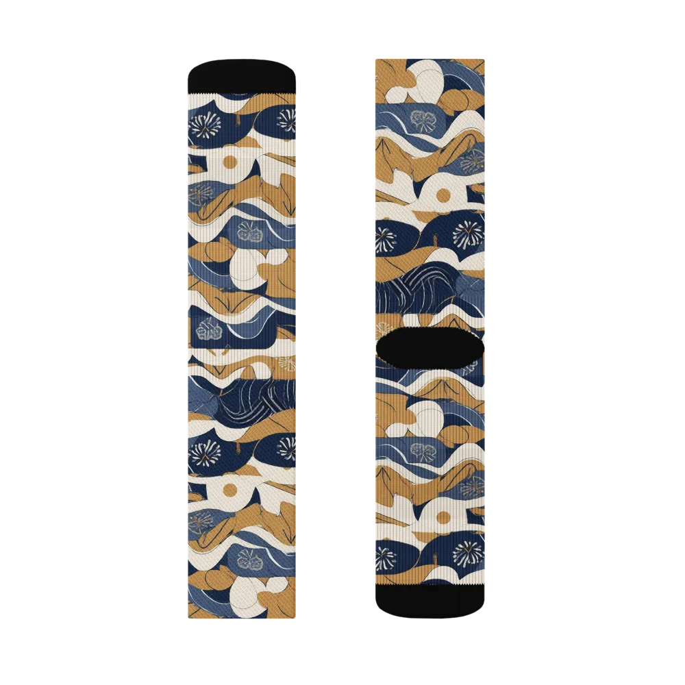Indigo Tide Almanac on Socks — Left Sock