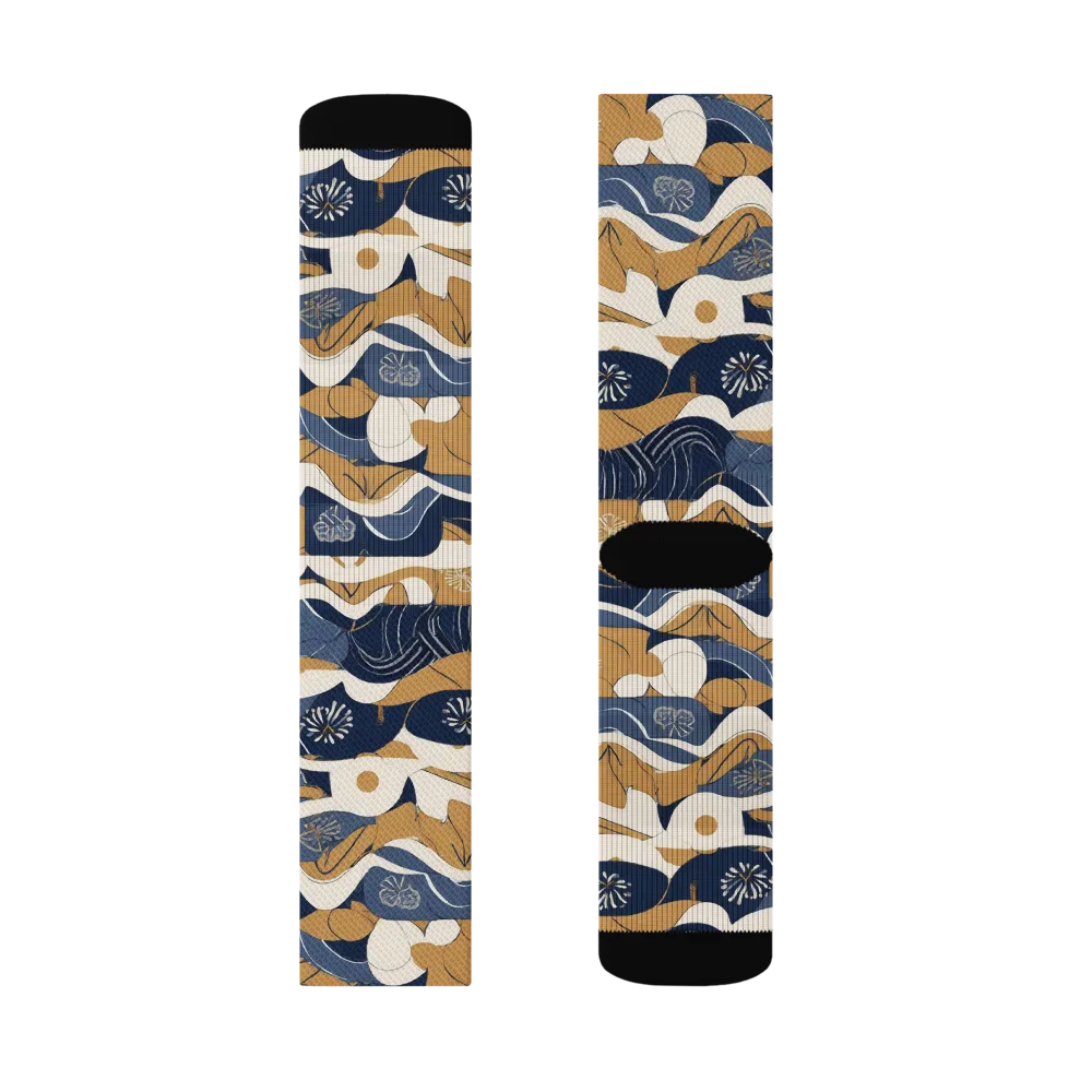 Indigo Tide Almanac on Socks — Right Sock