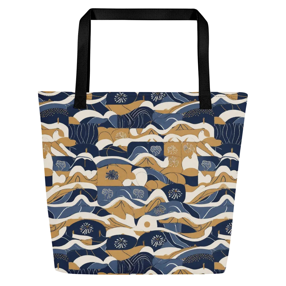 Indigo Tide Almanac on Large Tote Bag W/ Pocket — Front