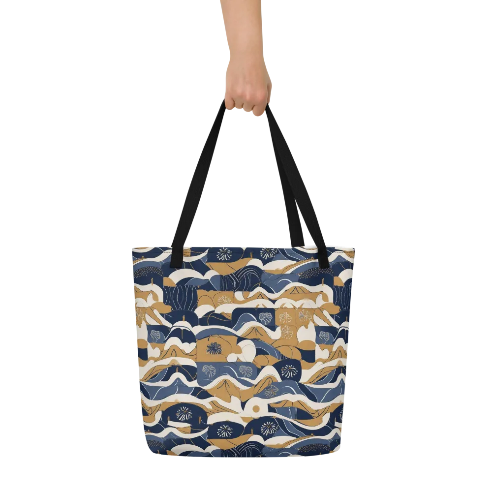 Indigo Tide Almanac on Large Tote Bag W/ Pocket — Front