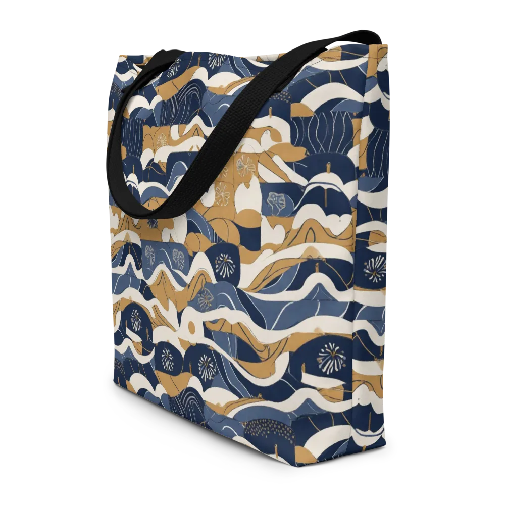 Indigo Tide Almanac on Large Tote Bag W/ Pocket — Front
