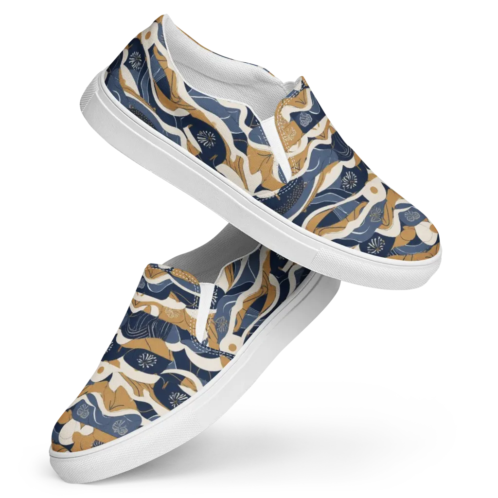 Indigo Tide Almanac on Women's Slip-On Canvas Shoes — Front
