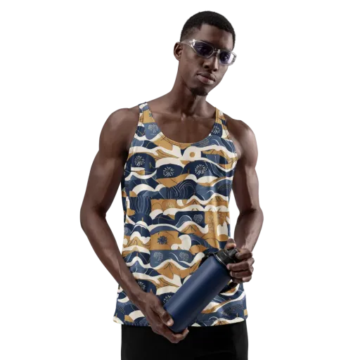 Indigo Tide Almanac on a Men's Tank Top