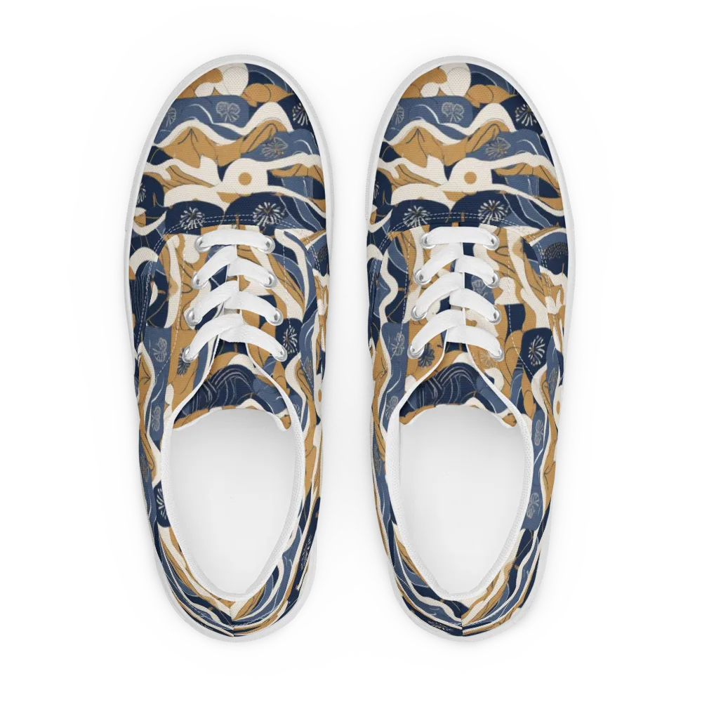 Indigo Tide Almanac on Men's Lace-Up Canvas Shoes — Front