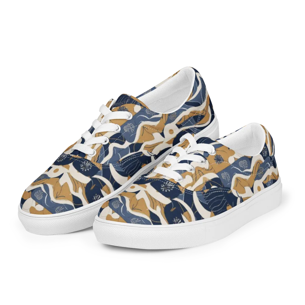 Indigo Tide Almanac on Men's Lace-Up Canvas Shoes — Left Front