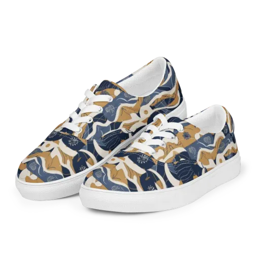 Indigo Tide Almanac on a Men's Lace-Up Canvas Shoes