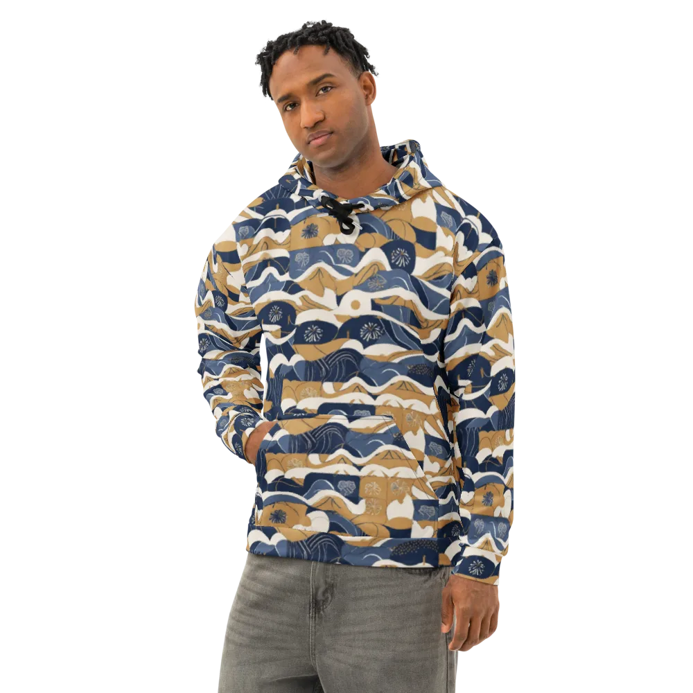 Indigo Tide Almanac on Cotton Hoodie — Left Front