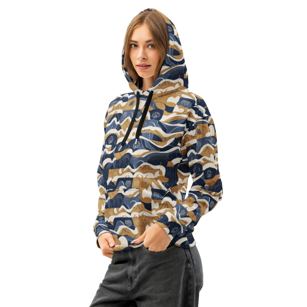 Indigo Tide Almanac on Cotton Hoodie — Left Front