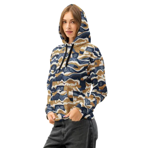 Indigo Tide Almanac on a Cotton Hoodie