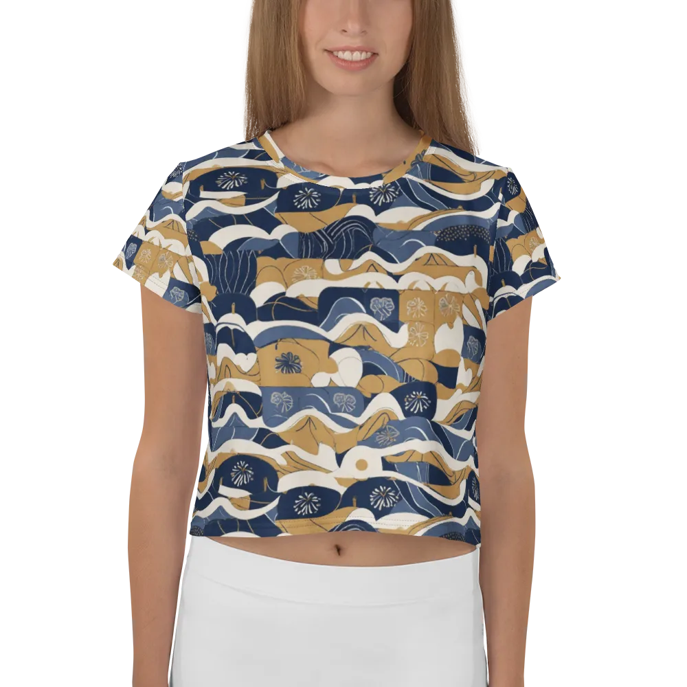Indigo Tide Almanac on Crop Tee — Front