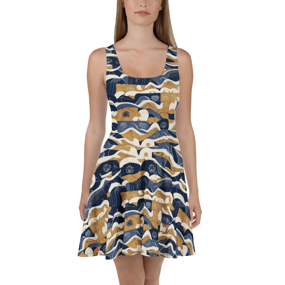 Indigo Tide Almanac on Skater Dress — Front
