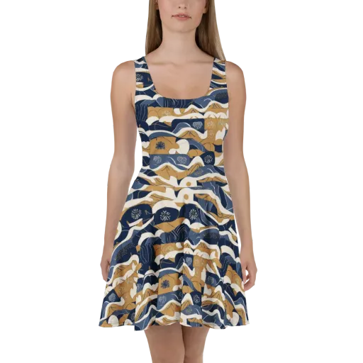 Indigo Tide Almanac on a Skater Dress