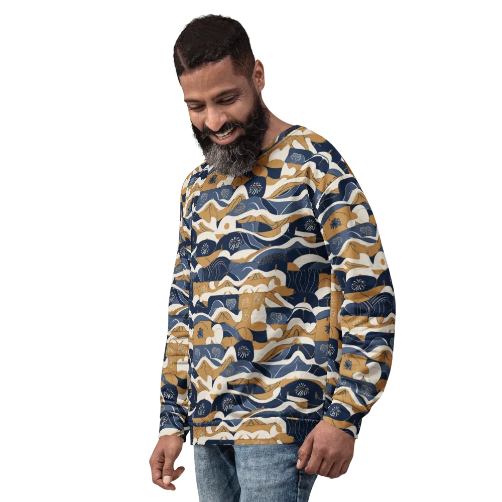 Indigo Tide Almanac on Sweatshirt — Left Front