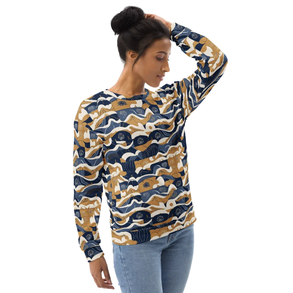Indigo Tide Almanac on Sweatshirt — Right Front