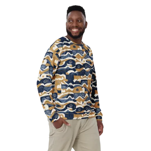Indigo Tide Almanac on a Sweatshirt