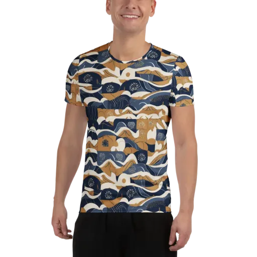 Indigo Tide Almanac on a Men's Athletic T-Shirt
