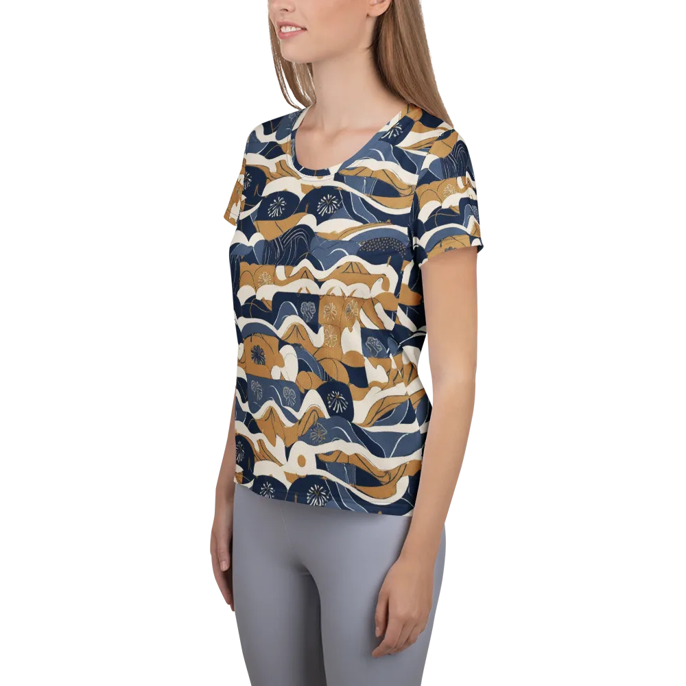 Indigo Tide Almanac on Women's Athletic T-Shirt — Left