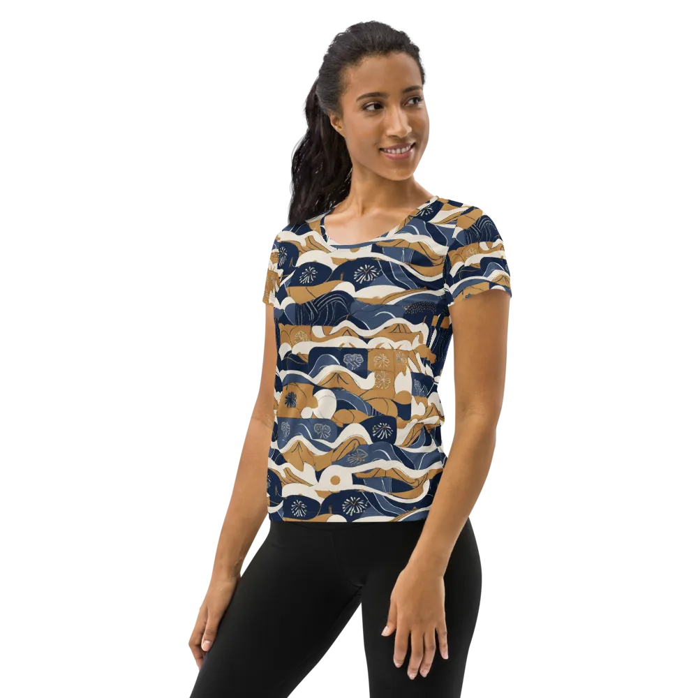Indigo Tide Almanac on Women's Athletic T-Shirt — Left