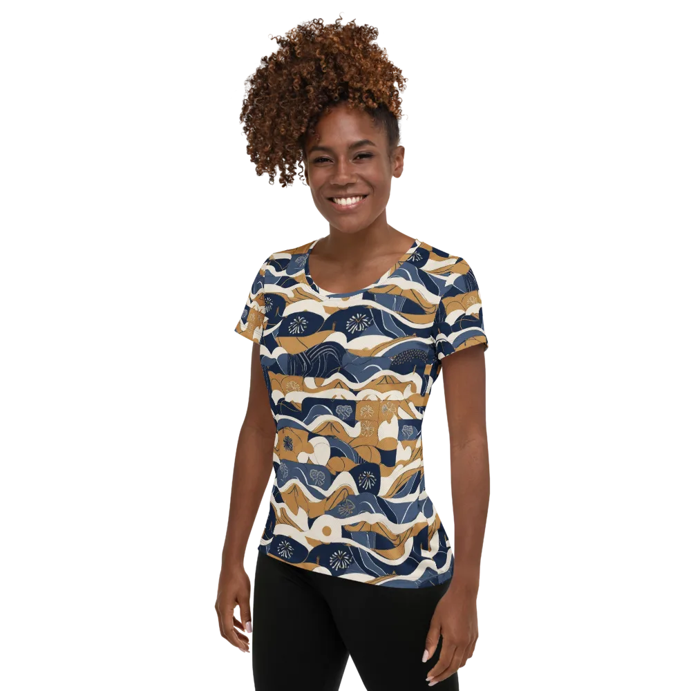 Indigo Tide Almanac on Women's Athletic T-Shirt — Left