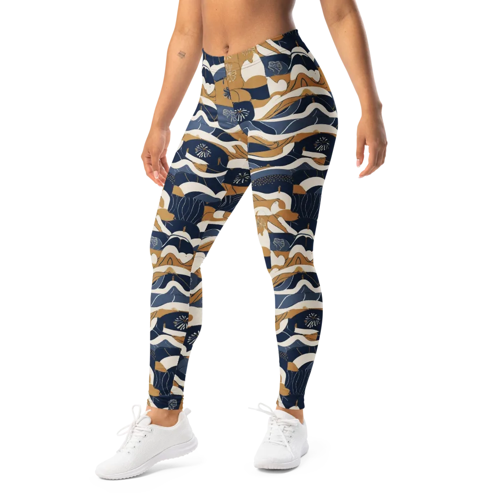 Indigo Tide Almanac on Leggings — Left Front