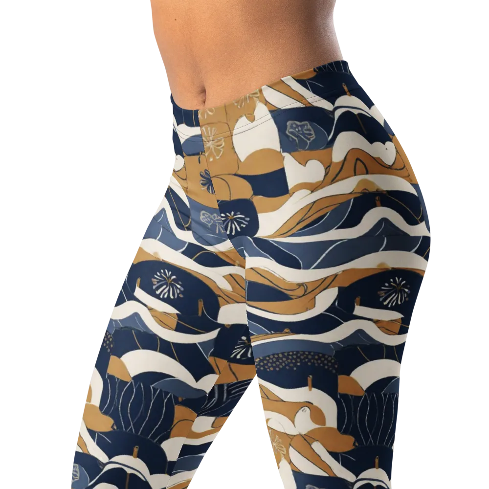 Indigo Tide Almanac on Leggings — Left Front