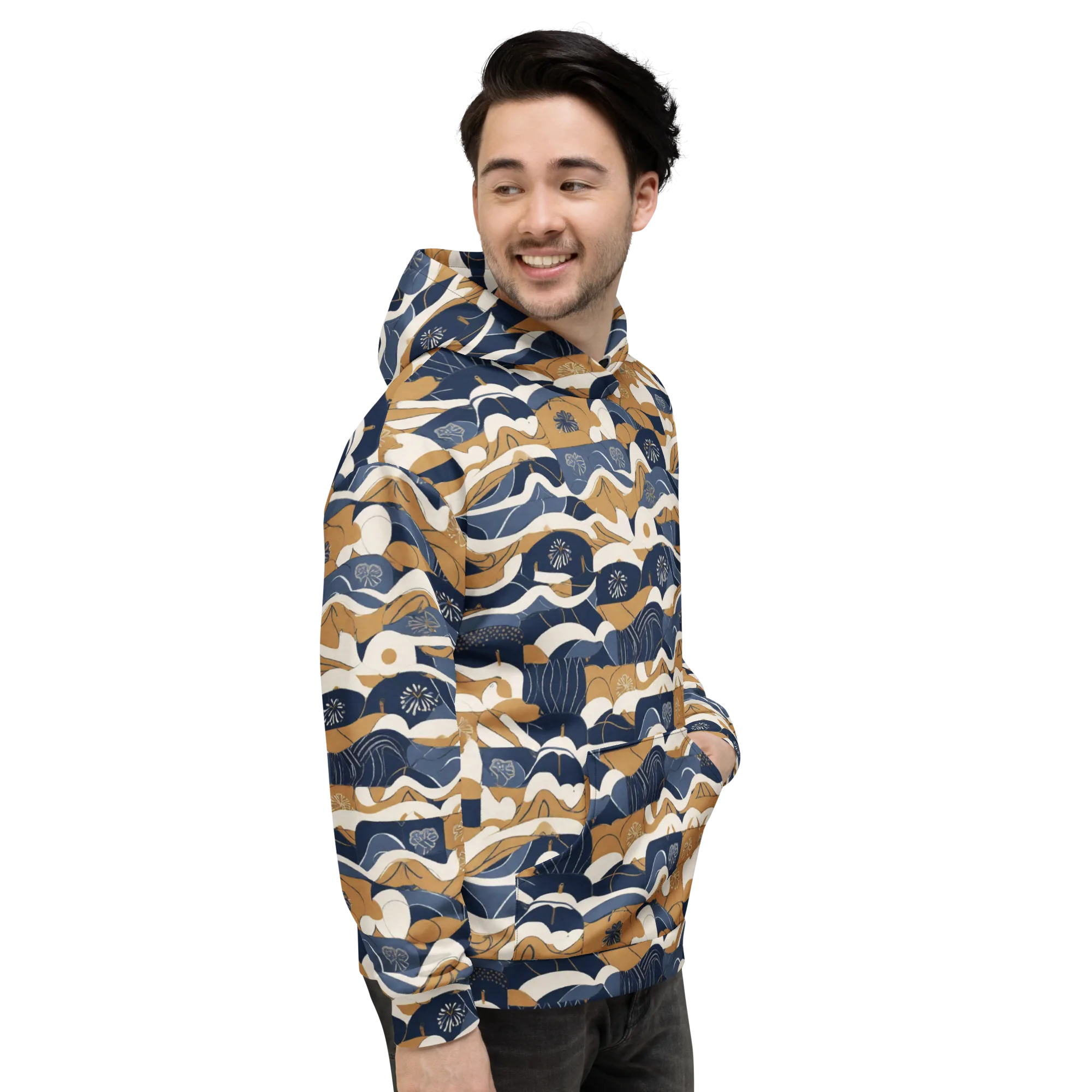 Indigo Tide Almanac on Hoodie — Right
