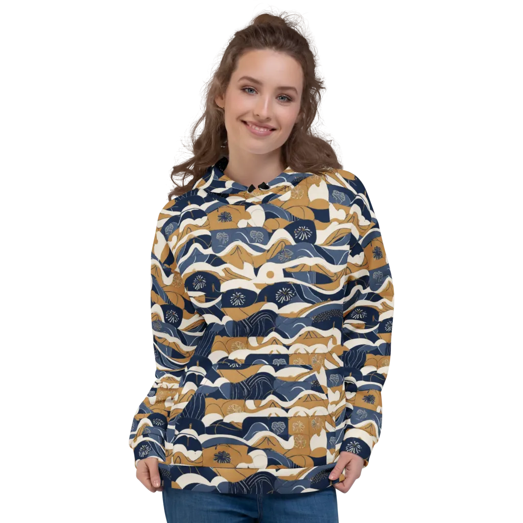 Indigo Tide Almanac on Hoodie — Front