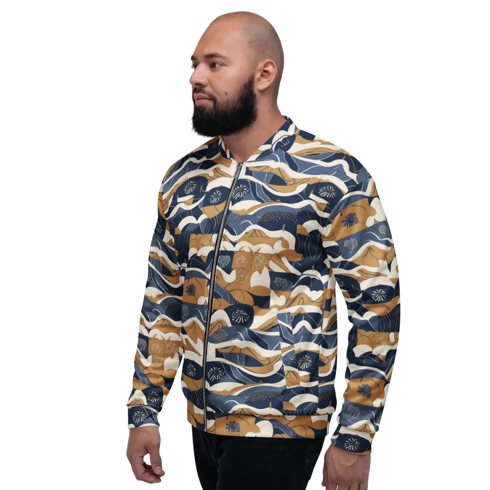 Indigo Tide Almanac on Bomber Jacket — Left