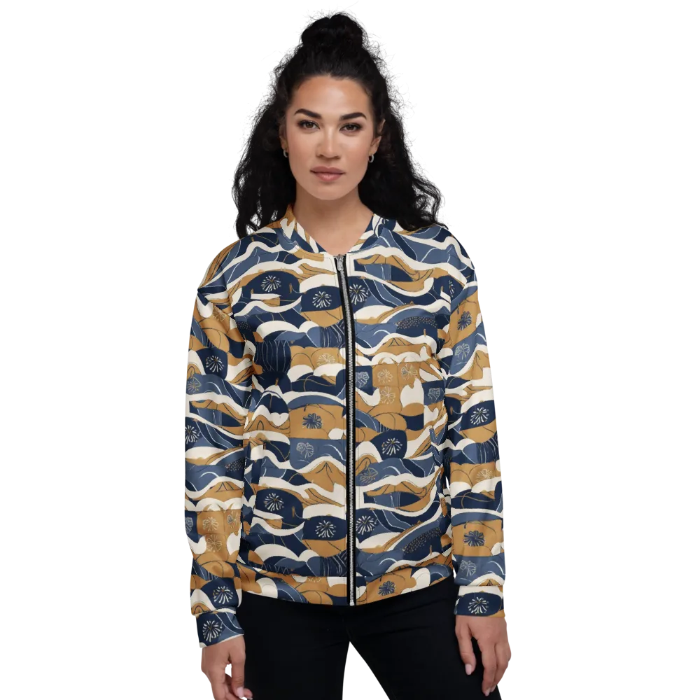 Indigo Tide Almanac on Bomber Jacket — Front
