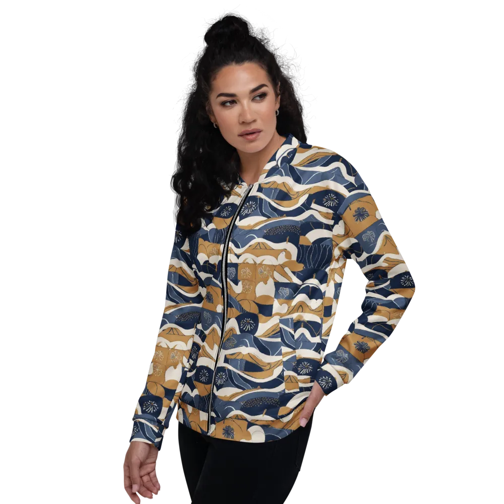 Indigo Tide Almanac on Bomber Jacket — Left