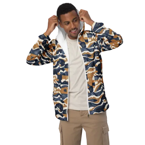 Indigo Tide Almanac on a Men's Windbreaker