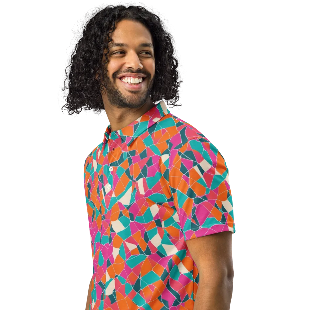 Prism Shatter on Men's Slim Fit Polo Shirt — Left Front