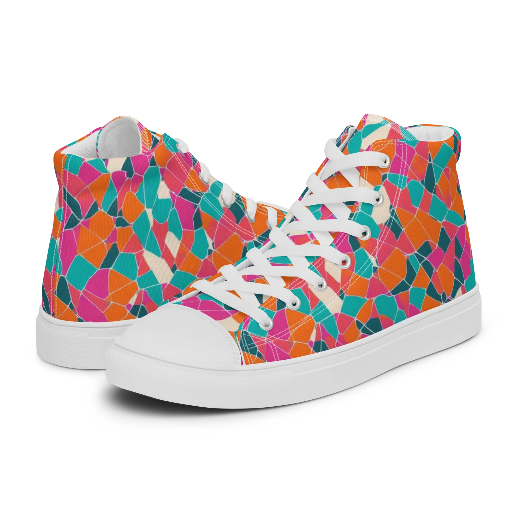 Prism Shatter on Women's High Top Canvas Shoes — Left