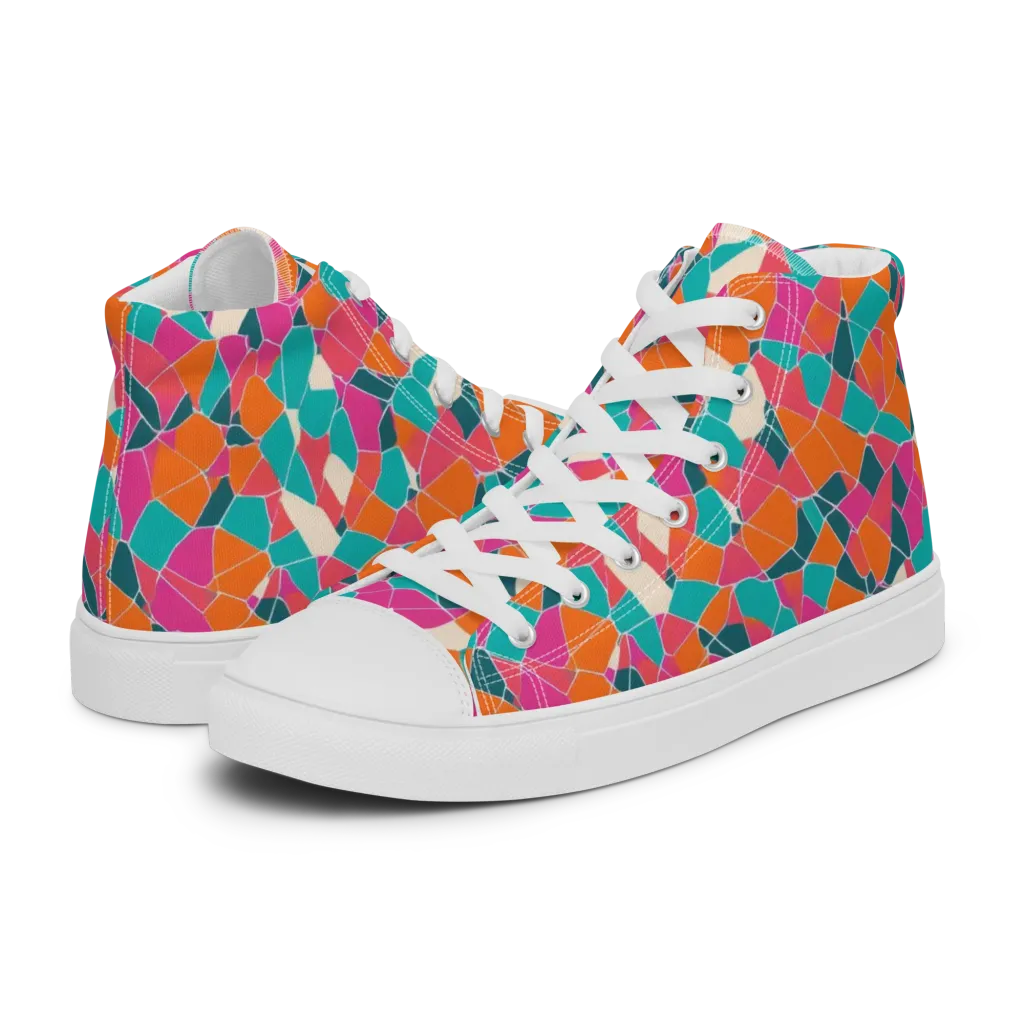 Prism Shatter on Women's High Top Canvas Shoes — Left