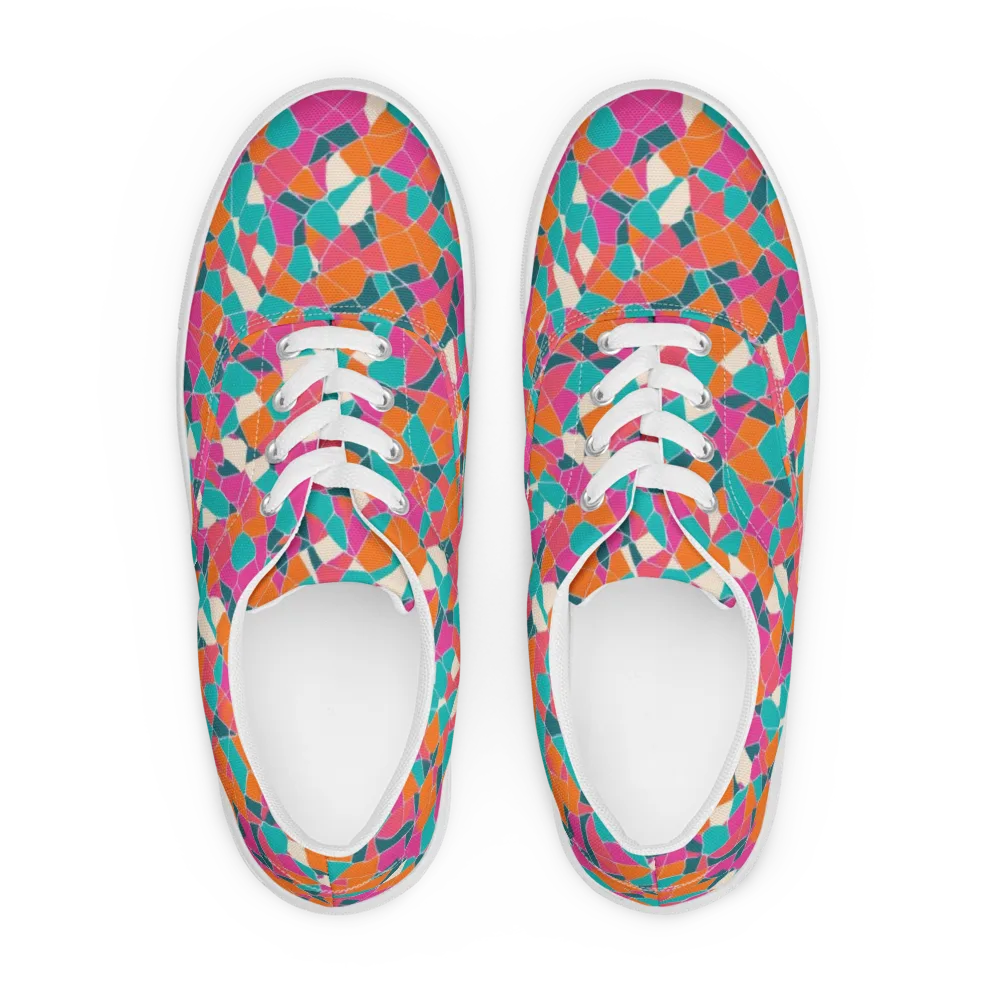 Prism Shatter on Men's Lace-Up Canvas Shoes — Front