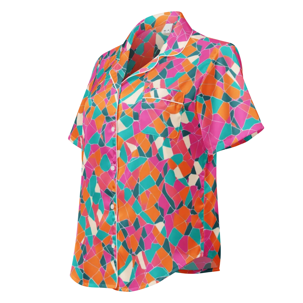 Prism Shatter on Women's Short Sleeve Pajama Top — Left Front