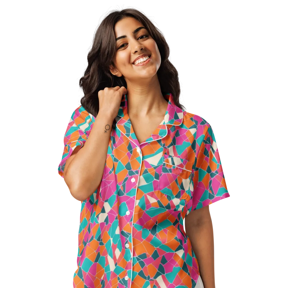 Prism Shatter on Women's Short Sleeve Pajama Top — Front