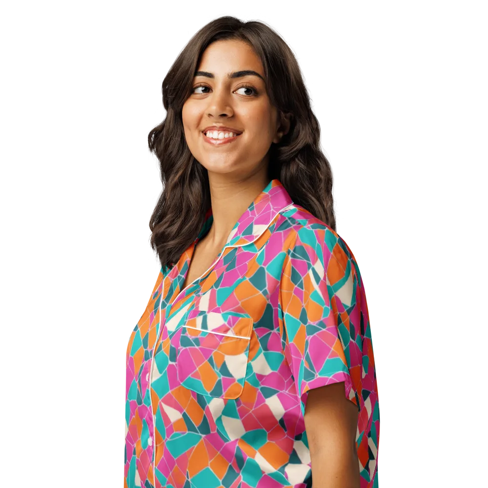 Prism Shatter on Women's Short Sleeve Pajama Top — Left Front