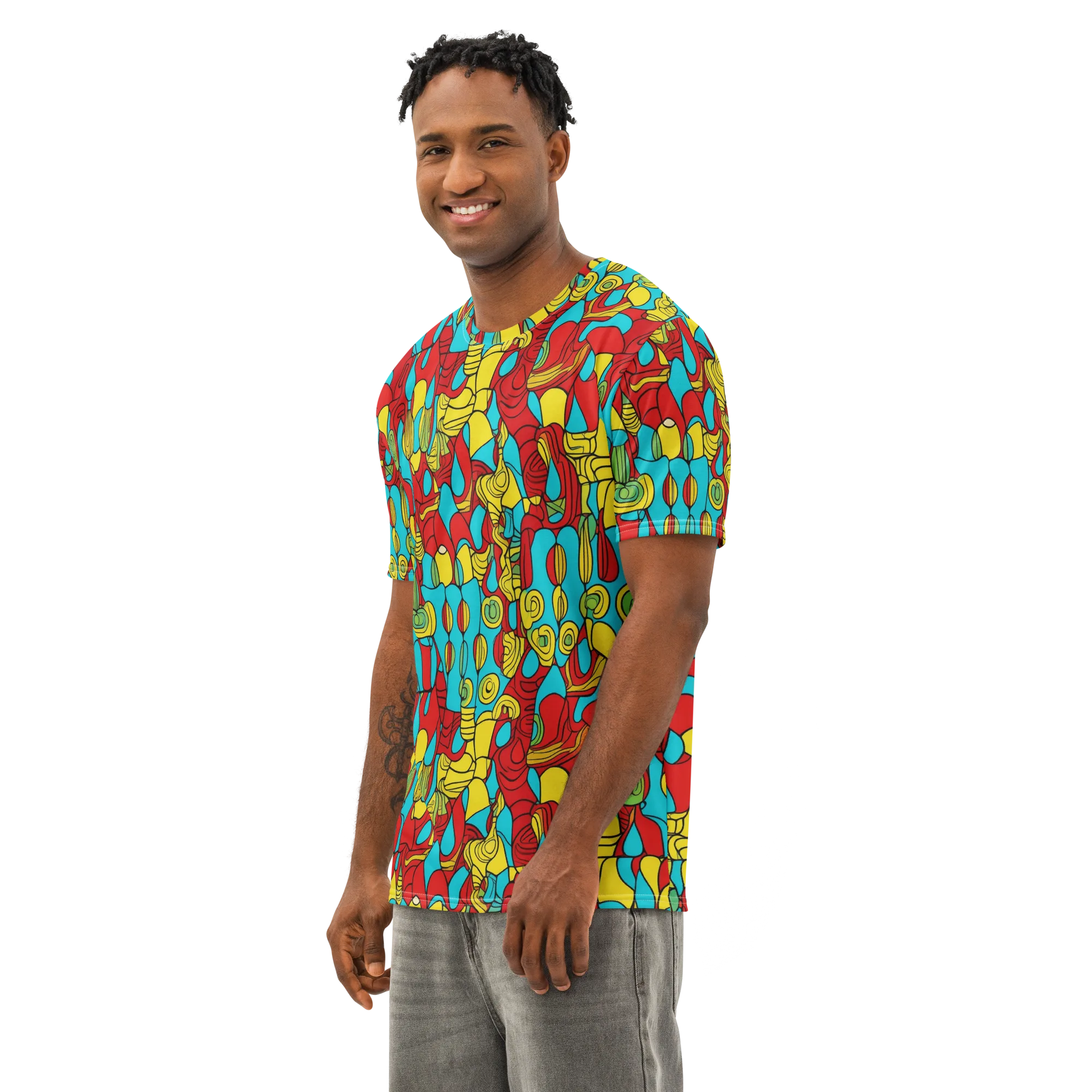Chromatic Curio on Men's Cotton Crew Neck T-Shirt — Left Front