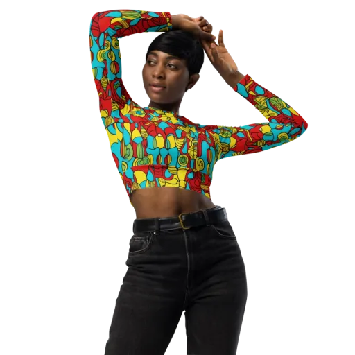 Chromatic Curio on a Long Sleeve Crop Top