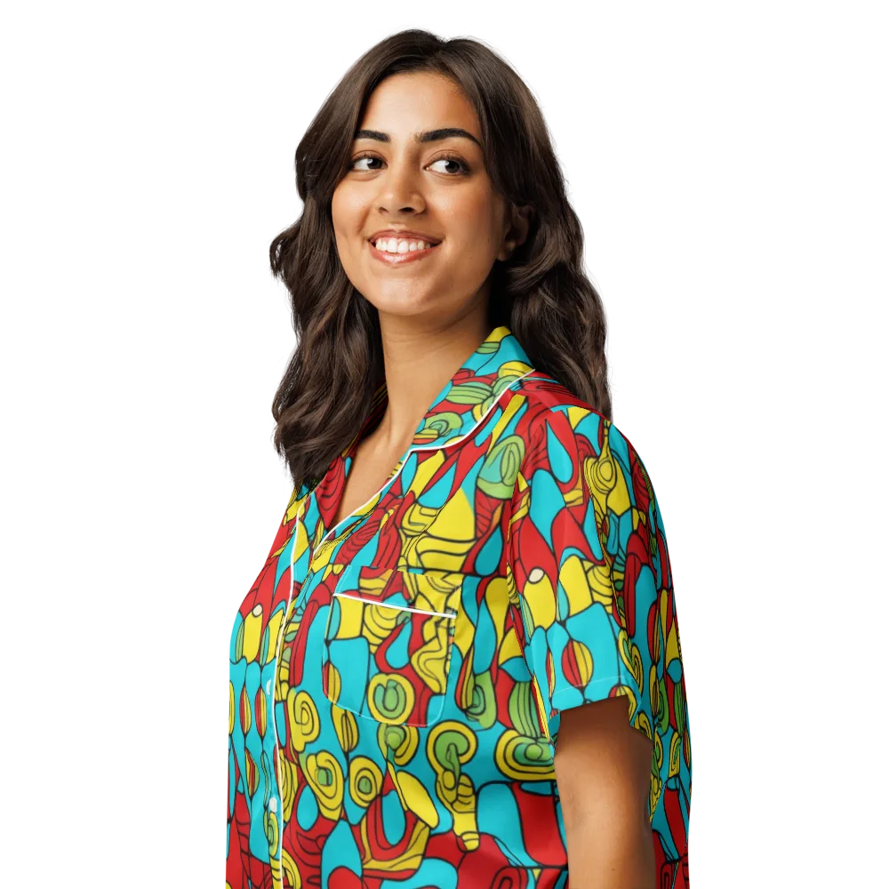 Chromatic Curio on Women's Short Sleeve Pajama Top — Left Front