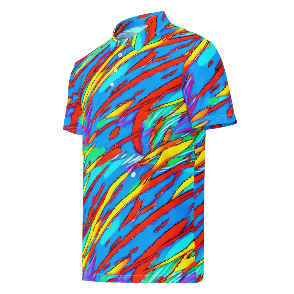 Azure Impact on Men's Slim Fit Polo Shirt — Left Front