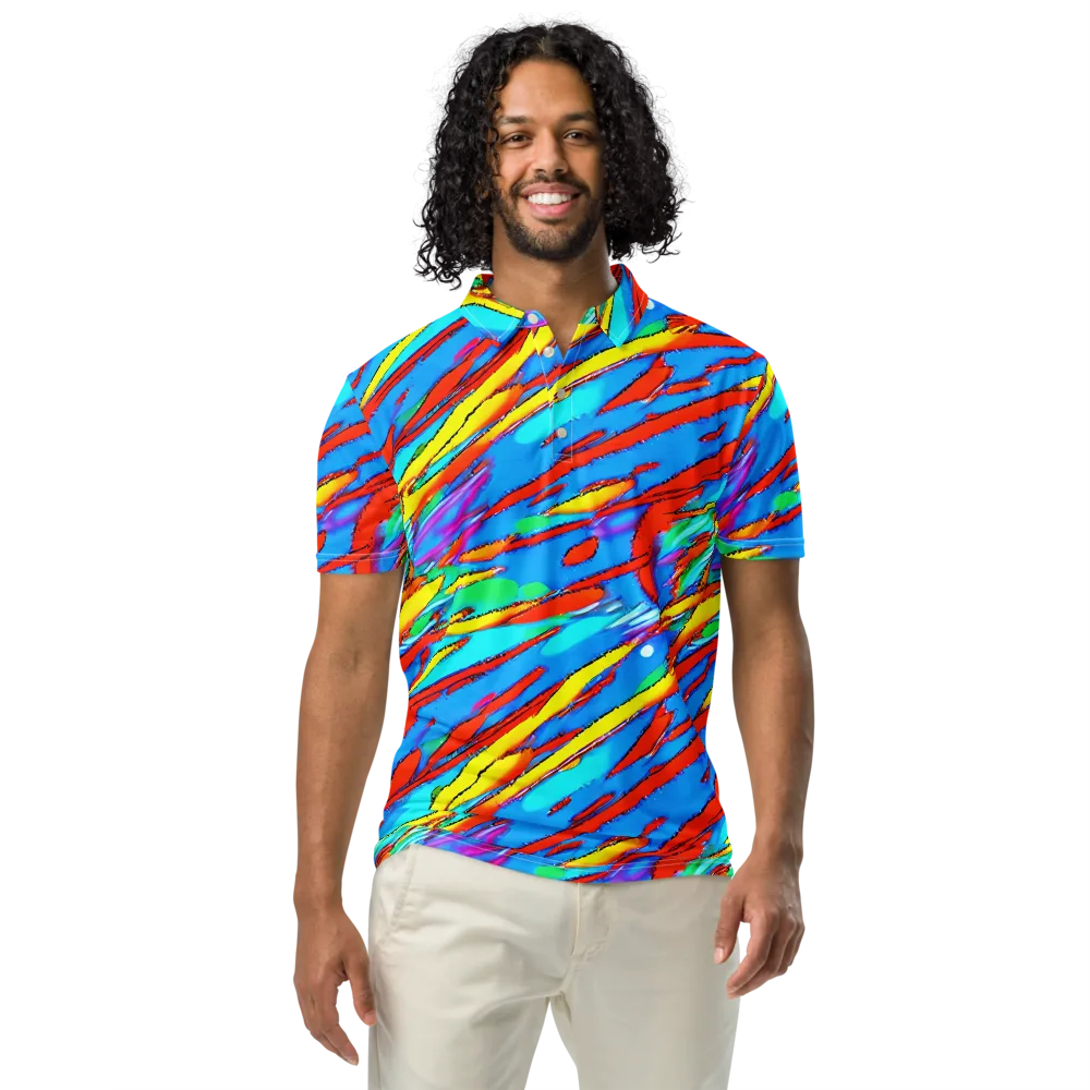 Azure Impact on Men's Slim Fit Polo Shirt — Front